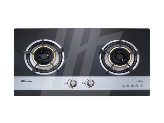 Morgan Built-In Hob Tempered Glass 2-Burners Duplicastiron Iron Trivets Built-In Glass Hob 