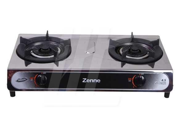Zenne Stainless Steel Double Burner Gas Cooker KGS-208M